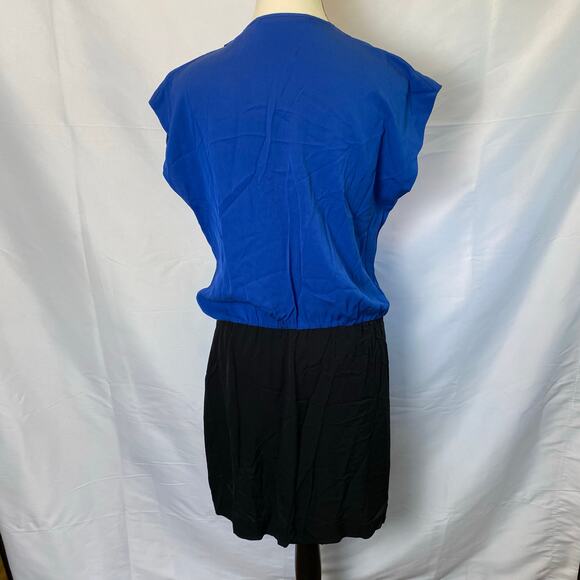 Diane Von Furstenberg Women's Reara Colorblock Silk Dress Size 10 Blue and Black - Picture 6 of 12